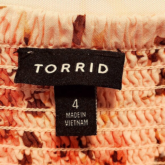 Torrid Sleeveless‎ Smocked Challis Midi Dress Size 4 Pink Floral Empire Waist - Picture 8 of 10